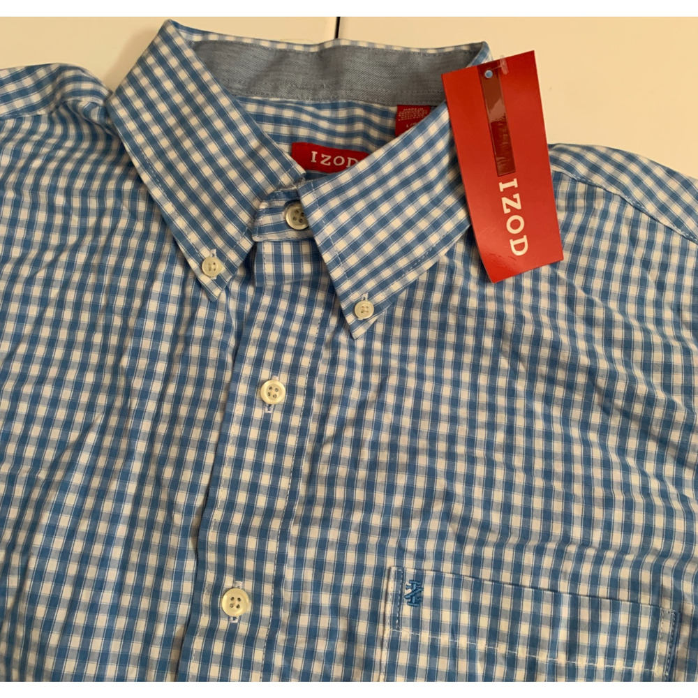 Izod Men's Size L Button Down Long Sleeve Essentials Check Regular Fit Shirt New - Picture 10 of 14